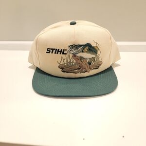 Vintage STIHL Embroidered Bass Fishing Snapback Hat 2002